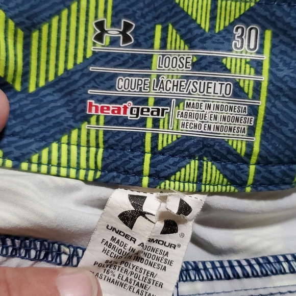 Under armour neon yellow and blue board shorts like new condition - Picture 4 of 5